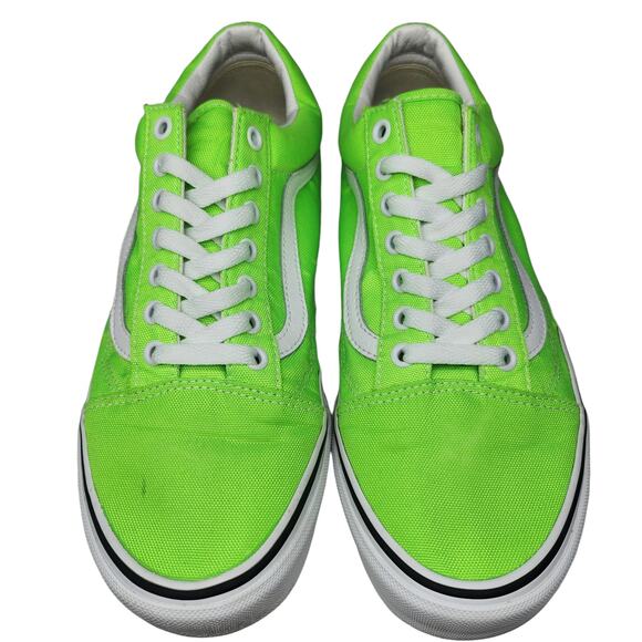 Vans Old Skool Shoes Mens 10.5 Neon Green Florescent Low Top White Sneakers main image 5